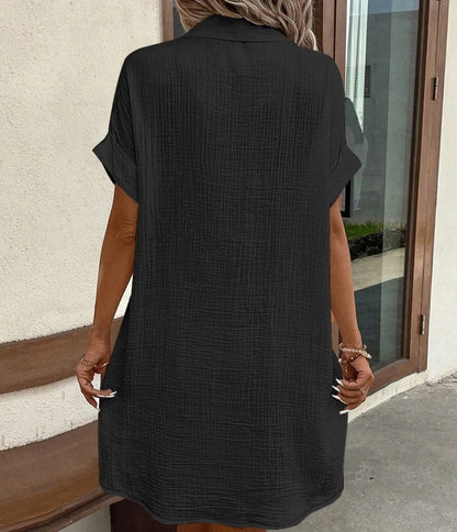 Button-Front Shirt Dress | Lightweight Linen Blend | Functional Pockets | Casual Summer Style