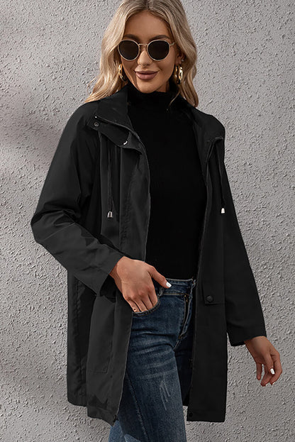 Lightweight Hooded Rain Jacket | Adjustable Waist | Water-Resistant | Casual Outerwear