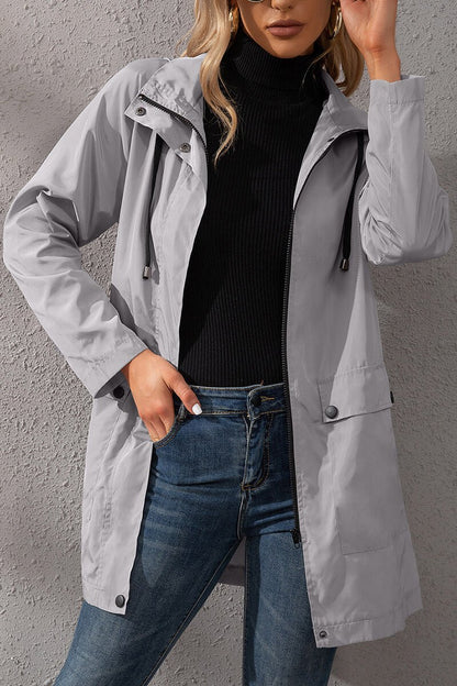 Lightweight Hooded Rain Jacket | Adjustable Waist | Water-Resistant | Casual Outerwear
