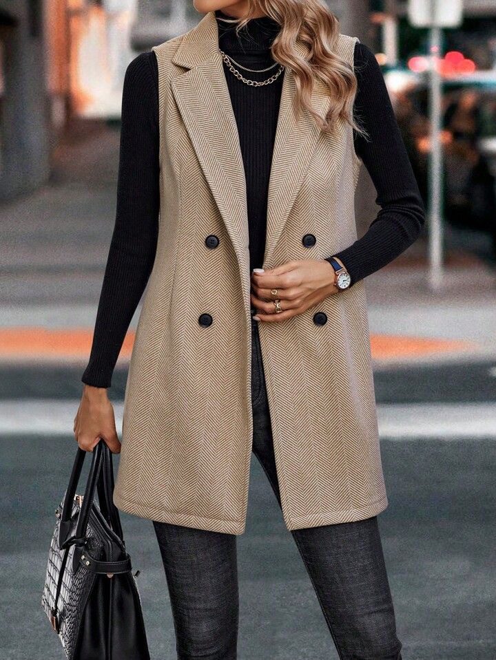 Sleeveless Long Blazer Vest | Chic Tailored Look | Polyester Blend | Office & Casual Wear