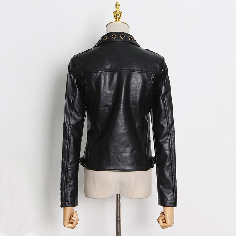 Edgy PU Leather Biker Jacket | Bold Grommet Details | Structured Fit | Statement Outerwear