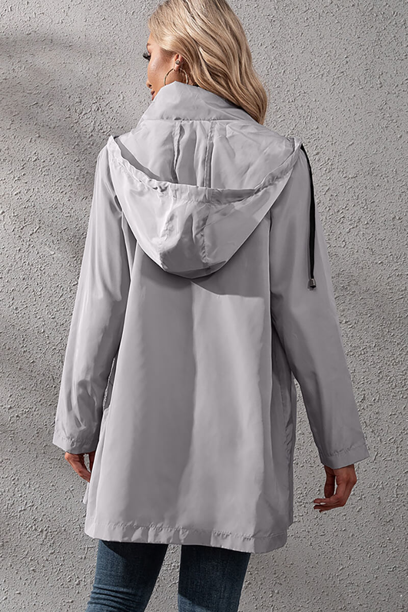 Lightweight Hooded Rain Jacket | Adjustable Waist | Water-Resistant | Casual Outerwear