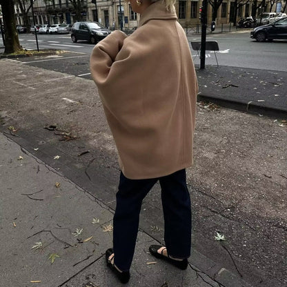 Oversized Wool-Blend Cape Coat | Elegant & Chic | Minimalist Style | Sophisticated Layering