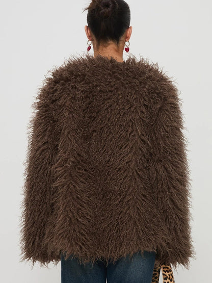 Oversized Faux Fur Jacket | Plush Statement Layer | Brown | Winter Luxe