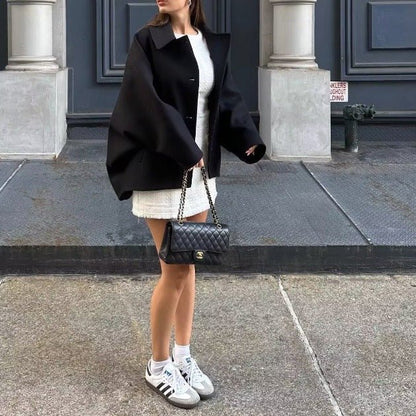 Oversized Wool-Blend Cape Coat | Elegant & Chic | Minimalist Style | Sophisticated Layering