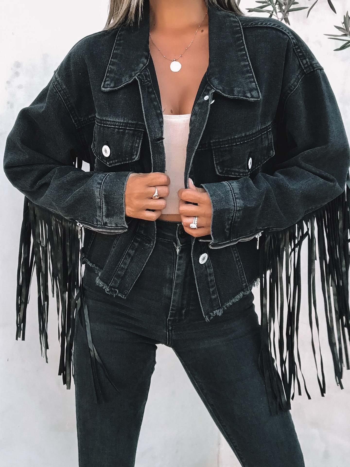 Fringed Denim Jacket | Western-Inspired Style | Durable Cotton Denim | Casual & Festival Wear