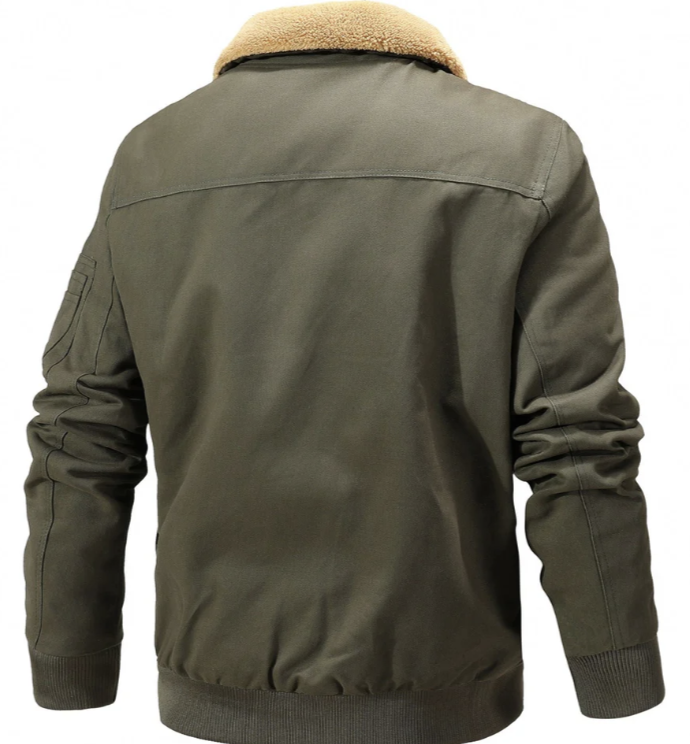 Men’s Shearling Collar Bomber Jacket | Winter Aviator Style | Warm Lined