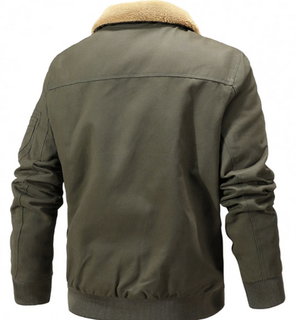 Men’s Shearling Collar Bomber Jacket | Winter Aviator Style | Warm Lined