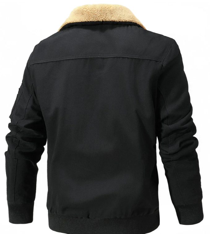 Men’s Shearling Collar Bomber Jacket | Winter Aviator Style | Warm Lined