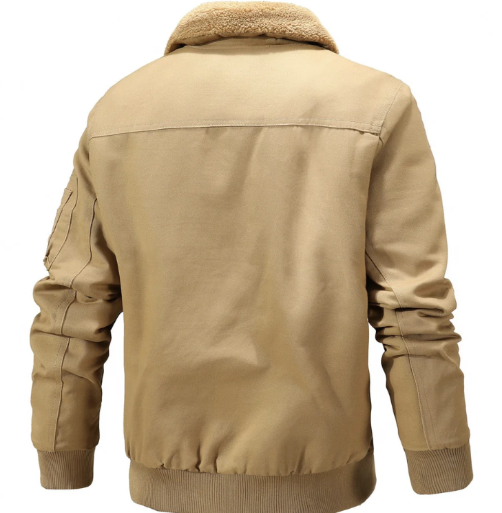 Men’s Shearling Collar Bomber Jacket | Winter Aviator Style | Warm Lined