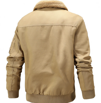Men’s Shearling Collar Bomber Jacket | Winter Aviator Style | Warm Lined