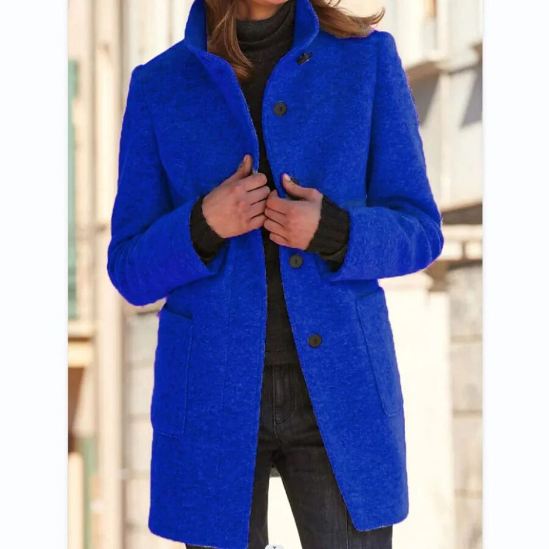 Wool-Blend Button-Up Coat | Mid-Length Structured Jacket | Classic Winter Outerwear Canada