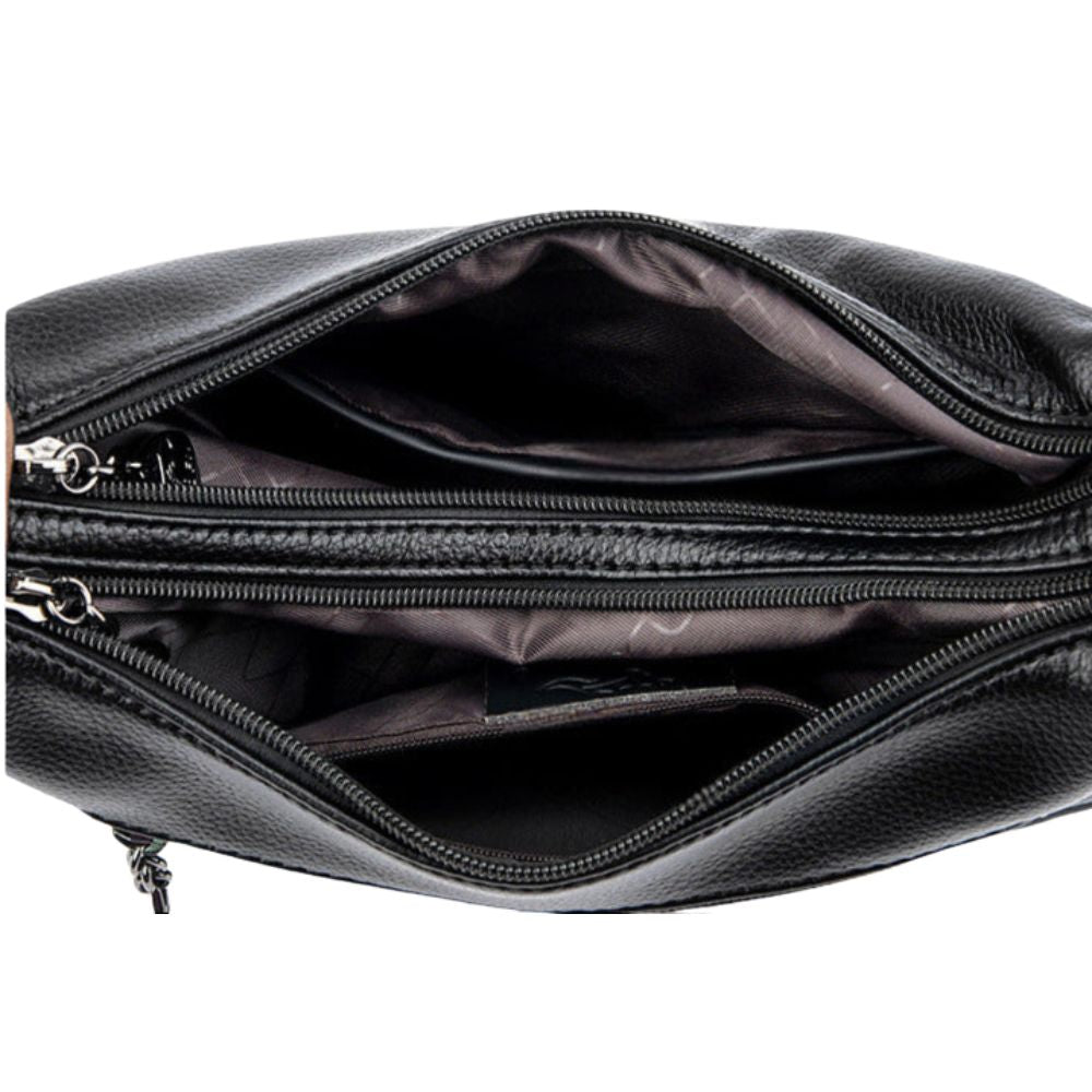 Two-Tone Shoulder Handbag | Multi-Strap Carry Option | Pebbled PU Leather