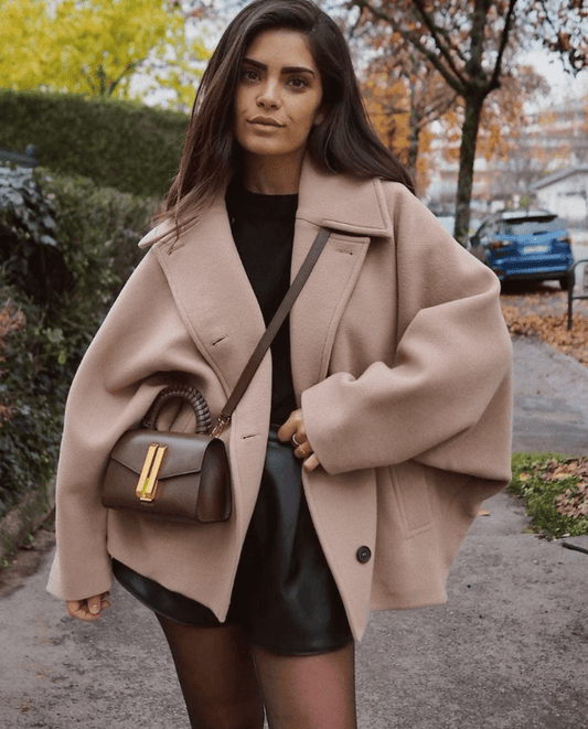 Oversized Wool-Blend Cape Coat | Elegant & Chic | Minimalist Style | Sophisticated Layering