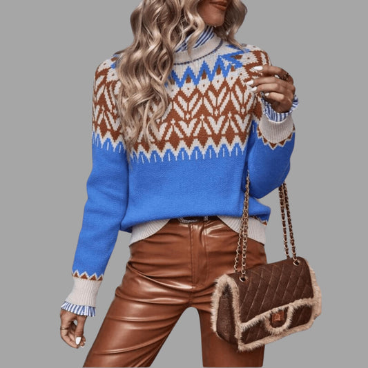 Nordic-Inspired Fair Isle Knit Sweater | Soft wool Blend | Relaxed Fit | Winter Chic