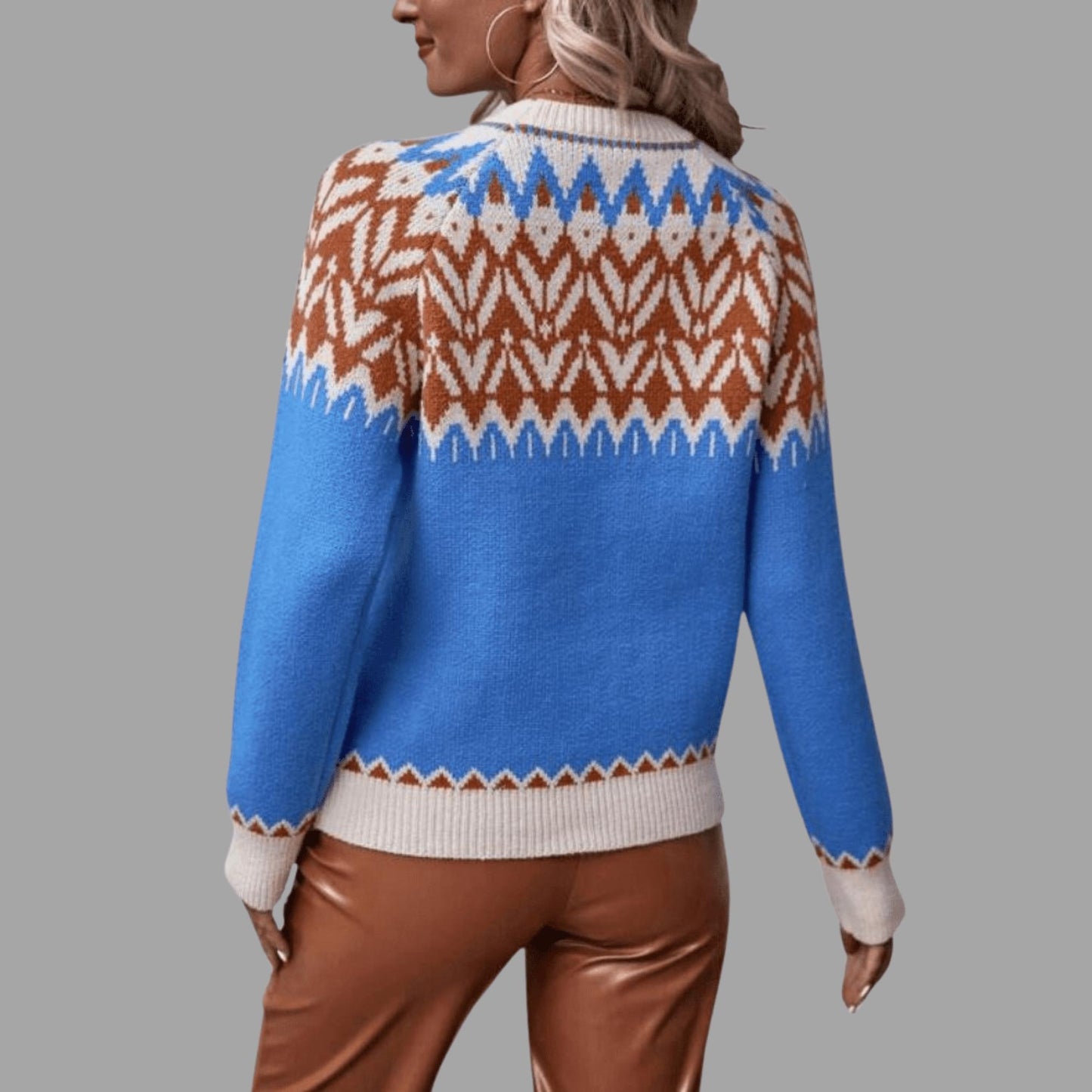 Nordic-Inspired Fair Isle Knit Sweater | Soft wool Blend | Relaxed Fit | Winter Chic
