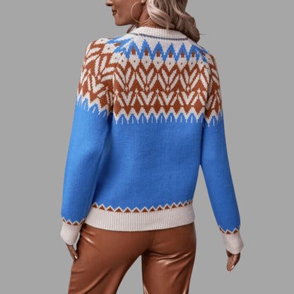 Nordic-Inspired Fair Isle Knit Sweater | Soft wool Blend | Relaxed Fit | Winter Chic