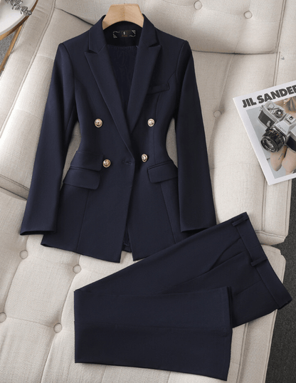 Tailored Double-Breasted Pantsuit Set | Elegant Workwear & Formal Outfit
