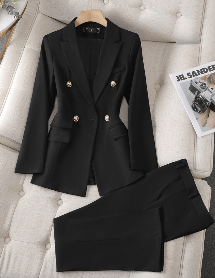 Tailored Double-Breasted Pantsuit Set | Elegant Workwear & Formal Outfit