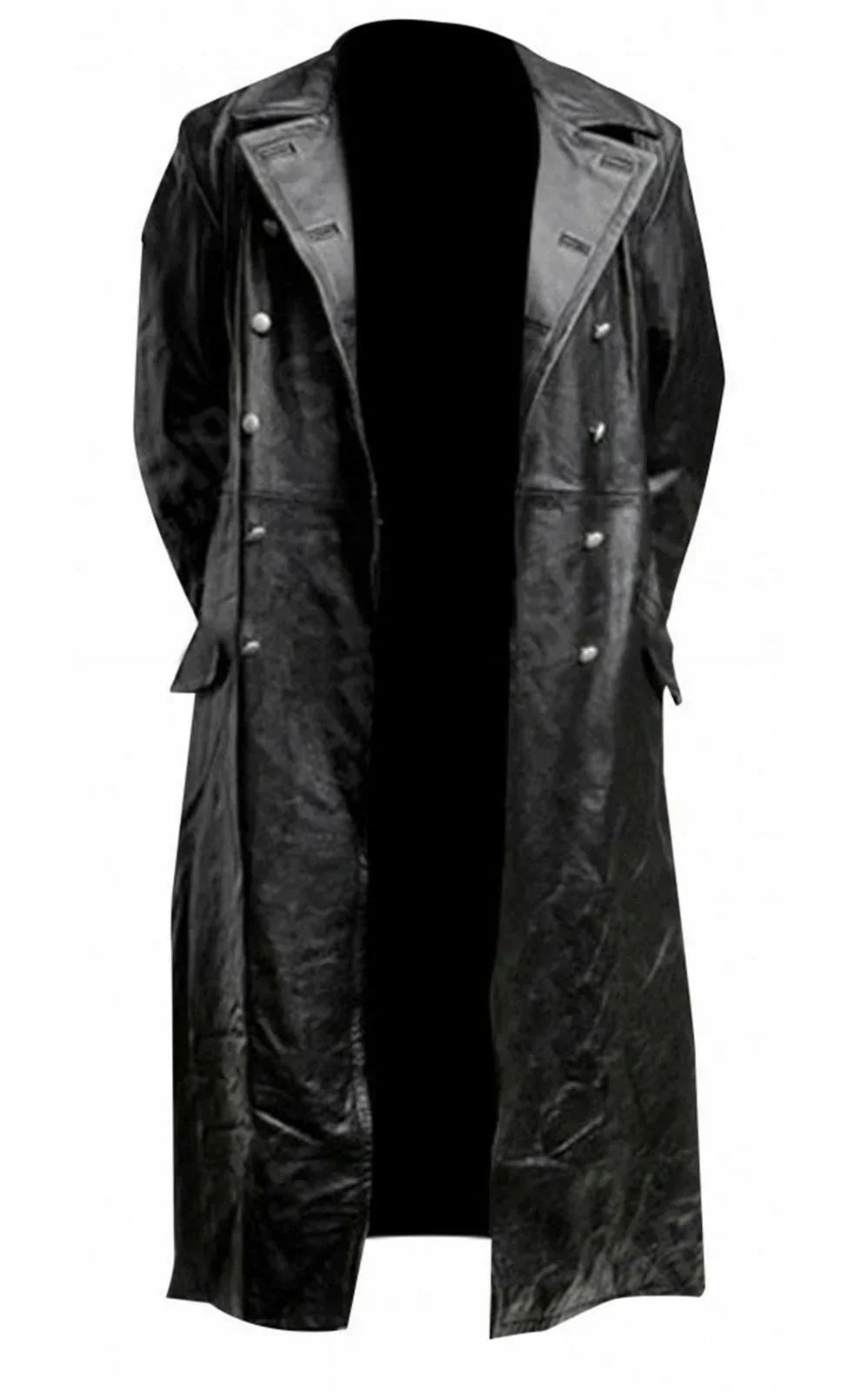 Men's Faux Leather Trench Coat | Double-Breasted Longline Jacket | Classic Urban Outerwear