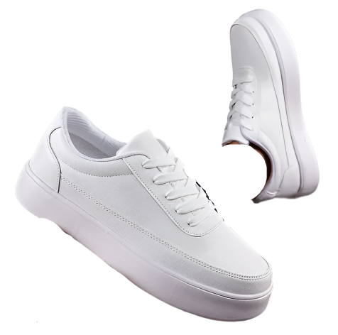 Men’s Minimalist White Sneakers | Low-Top Lace-Up | Everyday Casual Shoe
