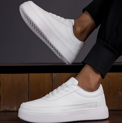 Men’s Minimalist White Sneakers | Low-Top Lace-Up | Everyday Casual Shoe