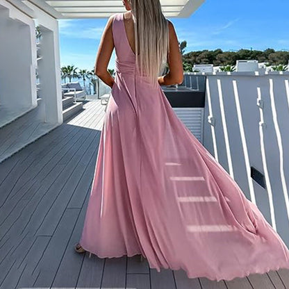 Sleeveless Wrap Maxi Dress | Flowing Silhouette | Lightweight Chiffon | Elegant Evening & Formal Wear