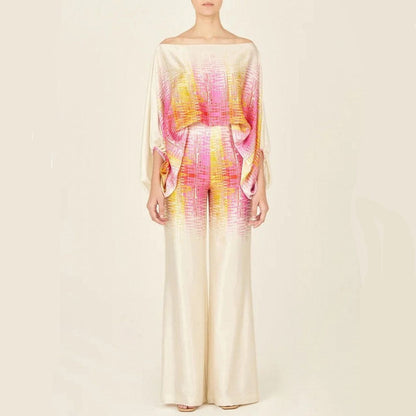 Off-Shoulder Wide-Leg Set | Flowy Silhouette | Bold Abstract Print