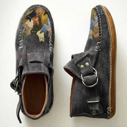 Women's Cat Print Suede Loafers | Casual Slip-On Moccasins | Comfy Everyday Shoes
