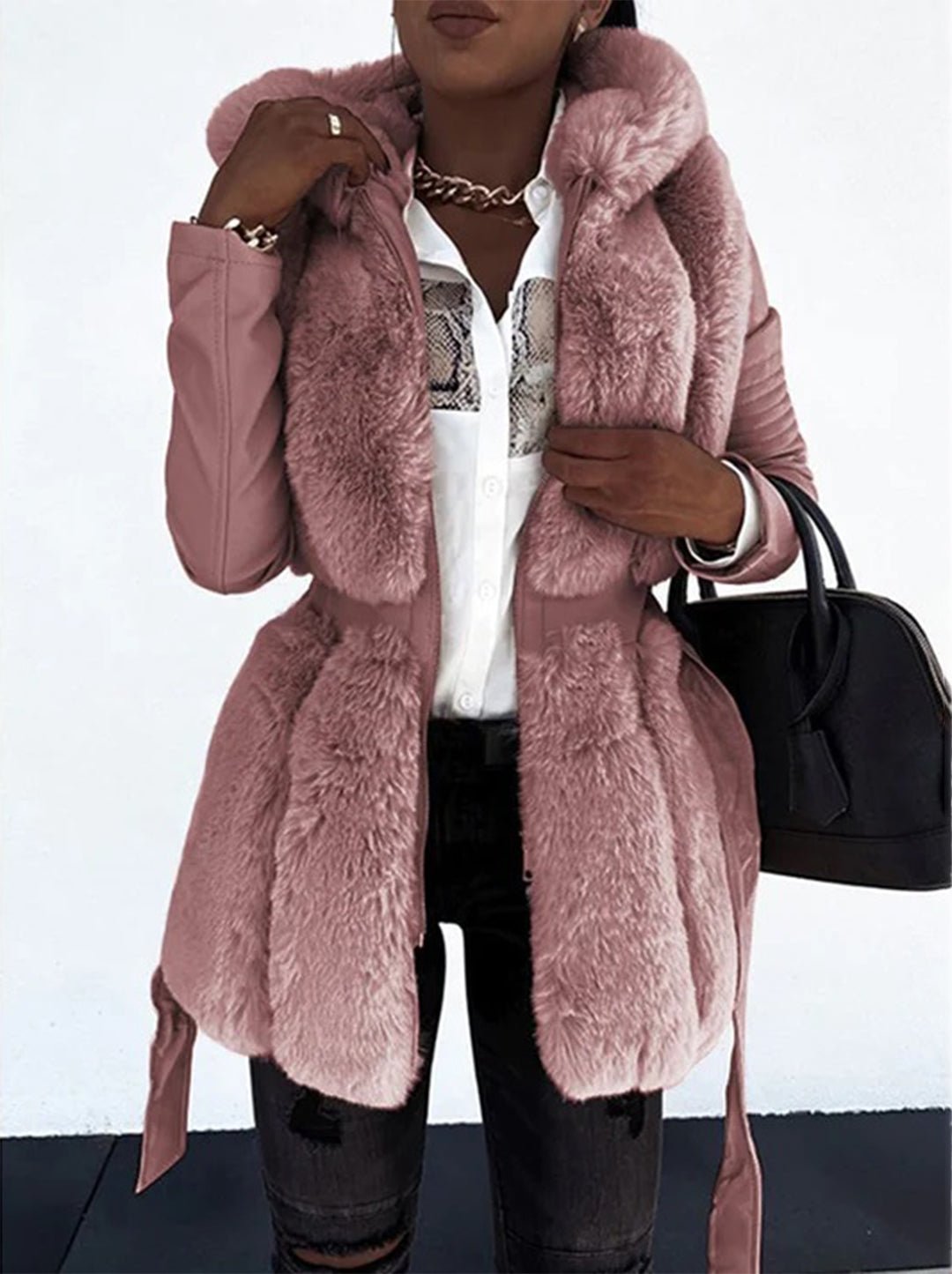 Faux Fur Belted Coat | Luxurious Plush Design | Slim Fit | Winter Glam