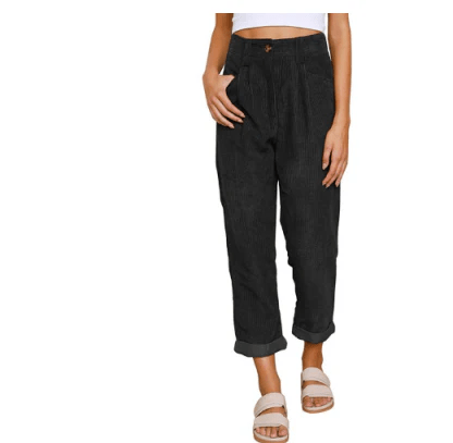 Corduroy Tapered Pants | Rolled Hem | Soft Textured Fit