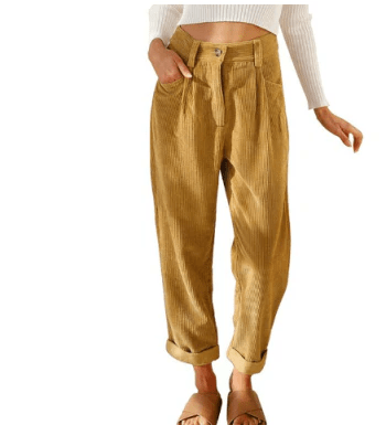 Corduroy Tapered Pants | Rolled Hem | Soft Textured Fit
