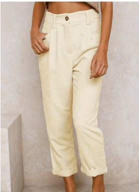 Corduroy Tapered Pants | Rolled Hem | Soft Textured Fit