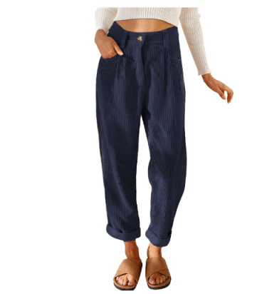 Corduroy Tapered Pants | Rolled Hem | Soft Textured Fit