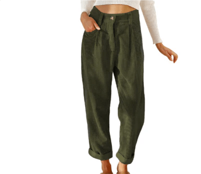Corduroy Tapered Pants | Rolled Hem | Soft Textured Fit