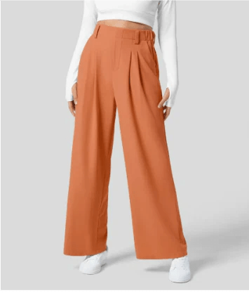 High-Waisted Wide-Leg Trousers | Tailored Front Pleats | Flowing Silhouette