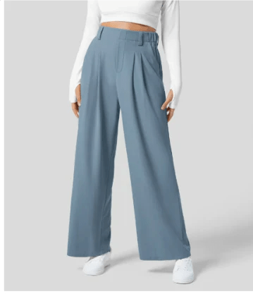 High-Waisted Wide-Leg Trousers | Tailored Front Pleats | Flowing Silhouette