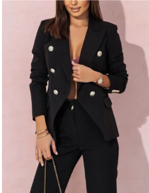 Women's Double-Breasted Blazer and Trousers Set | Tailored Two-Piece Suit | Elegant Workwear Canada