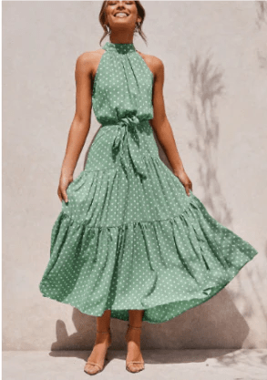 Halter Neck Floral Maxi Dress | Tiered Skirt | Sleeveless Design
