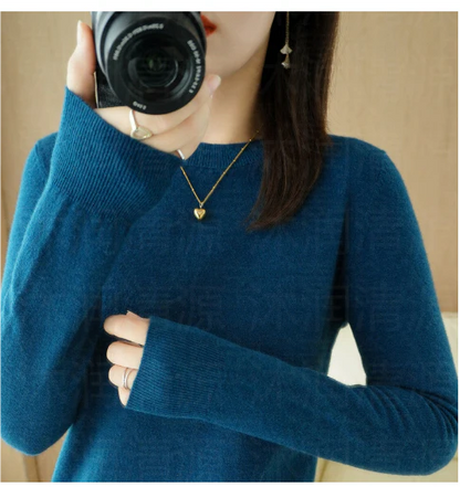 Women's Cashmere Blend Sweater | Lightweight Knit | Crew Neck Pullover