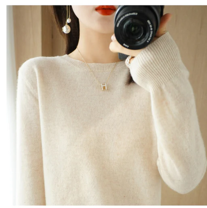 Women's Cashmere Blend Sweater | Lightweight Knit | Crew Neck Pullover