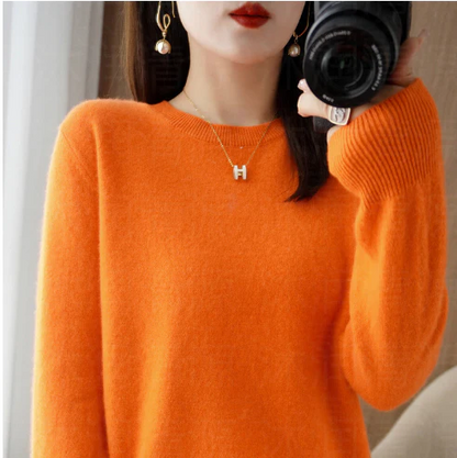 Women's Cashmere Blend Sweater | Lightweight Knit | Crew Neck Pullover
