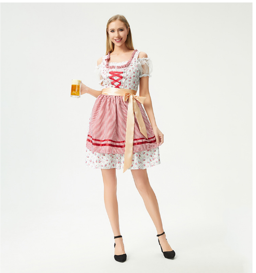 Women’s Embroidered Dirndl Dress | Lace Apron Bavarian Style | Traditional Corset Bodice