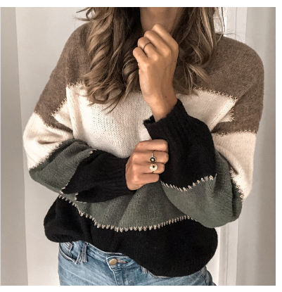 Colourblock Knit Sweater | Soft Acrylic Blend | Relaxed Fit