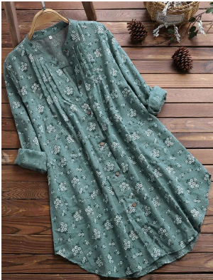 Button-Front Floral Tunic | Lightweight Cotton Blend | Relaxed Fit Top
