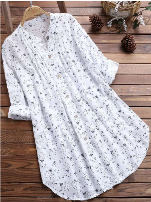 Button-Front Floral Tunic | Lightweight Cotton Blend | Relaxed Fit Top