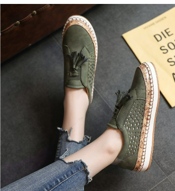 Perforated Slip-On Loafers | Tassel Accent | Cushioned Sole Comfort