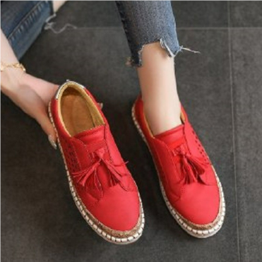 Perforated Slip-On Loafers | Tassel Accent | Cushioned Sole Comfort