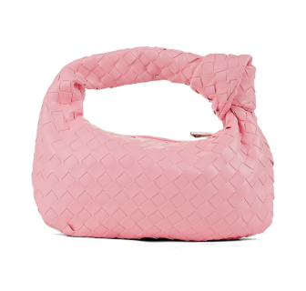 Woven Knot Handle Shoulder Bag | PU Leather | Zipper Closure
