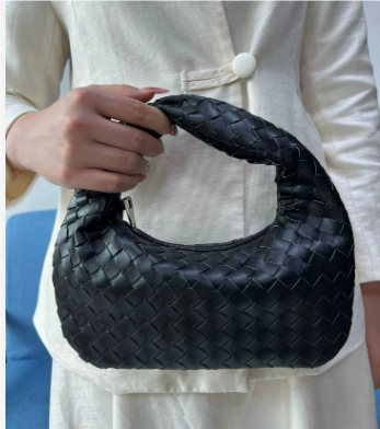Mini Woven Shoulder Bag | Knotted Handle Vegan Leather Purse | Bold Statement Accessory Canada